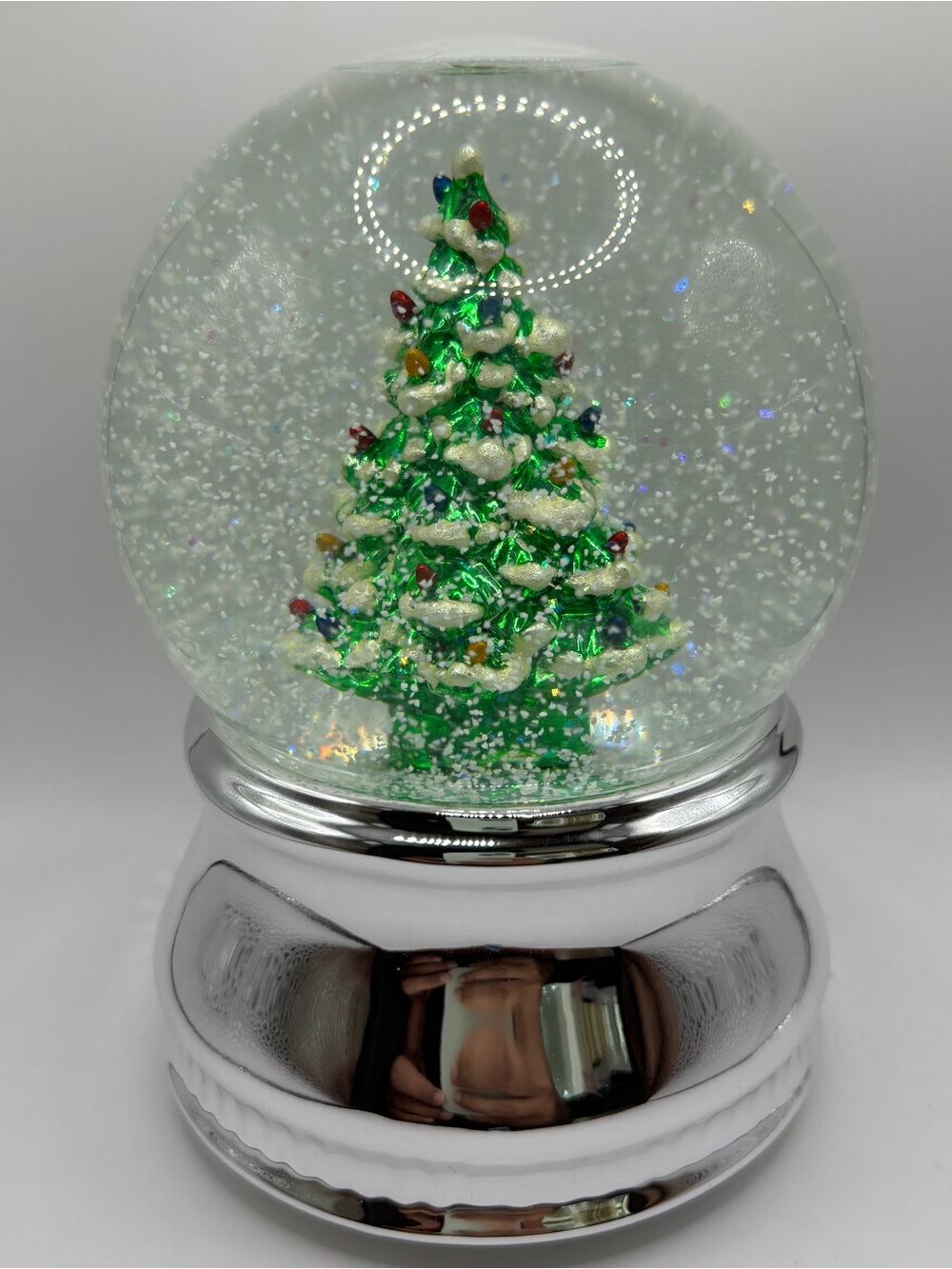 Vintage Towle Silvermiths Retro Christmas Oh Christmas Tree Musical Waterglobe